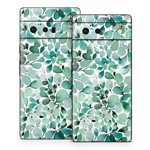 Watercolor Eucalyptus Leaves Google Pixel 6 Series Skin