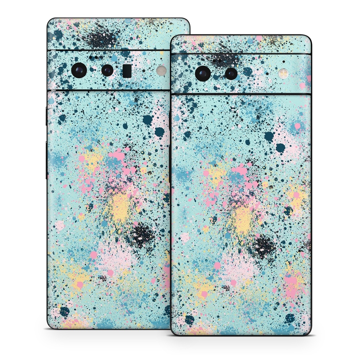 Google Pixel 6 Series Skin design of Colorfulness, Art, Paint, Aqua, Art paint, Pattern, Tints and shades, Magenta, Electric blue, Creative arts, with blue, black, pink, yellow colors