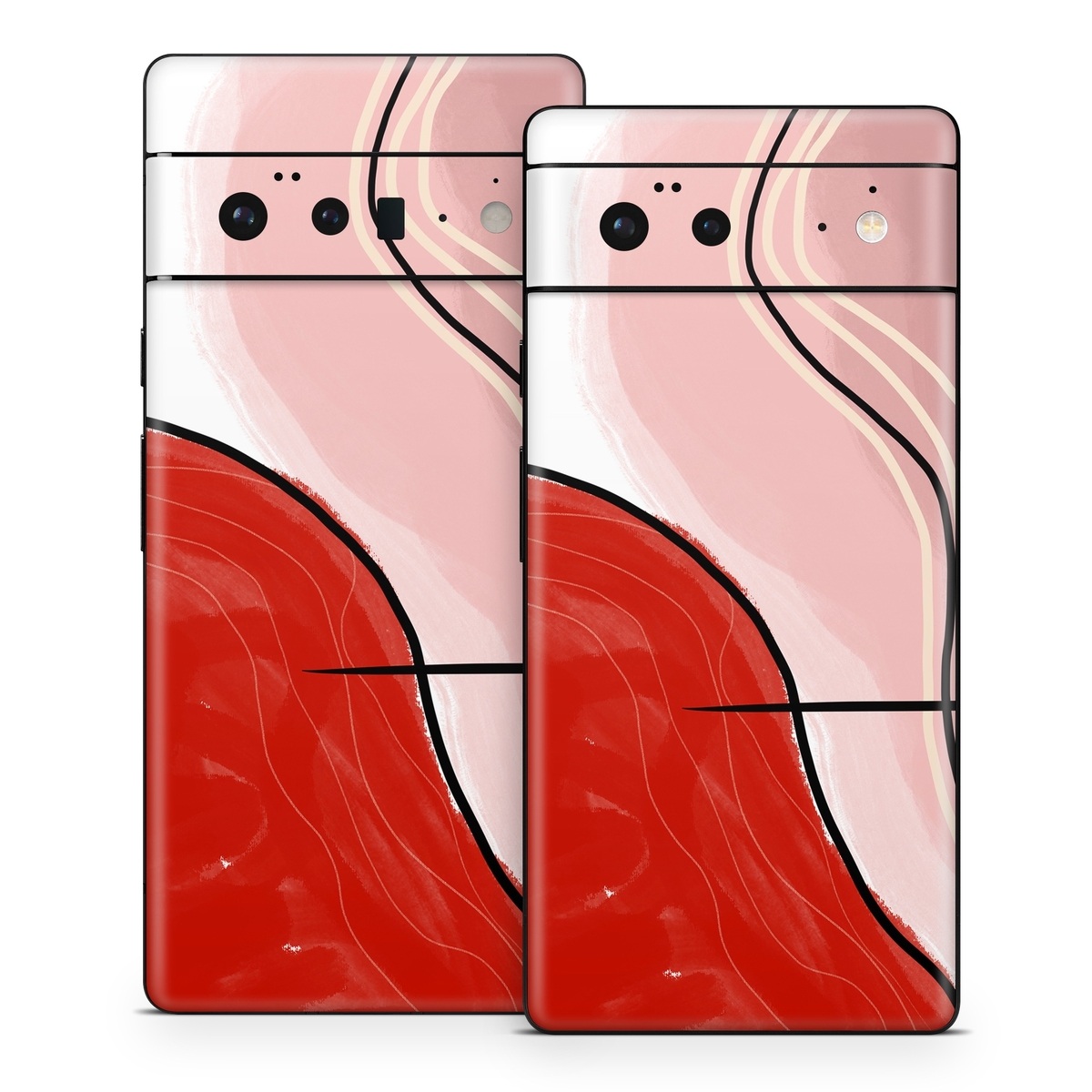Google Pixel 6 Series Skin design of Red, Line, Lip, Material Property, Mouth, Illustration, Graphics, Liquid, Modern Art, Graphic Design, Art, with white, black, brown, red colors