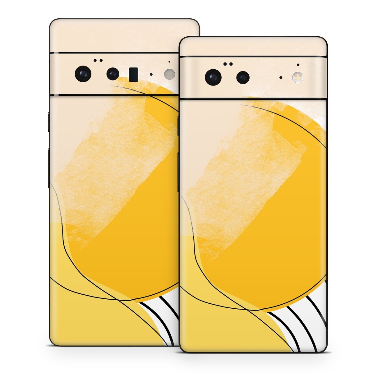 Google Pixel 6 Series Skin design of Yellow, Line, Illustration, Graphics, with white, black, brown, yellow colors