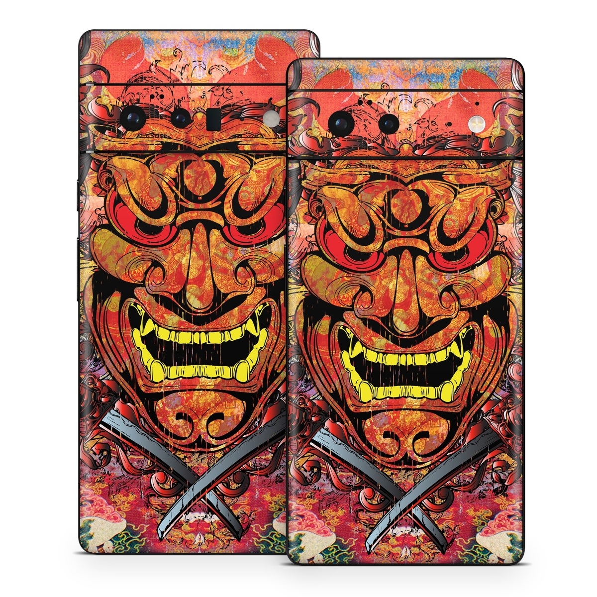 Google Pixel 6 Series Skin design of Art, Psychedelic art, Visual arts, Illustration, Fictional character, Demon, with red, orange, yellow colors