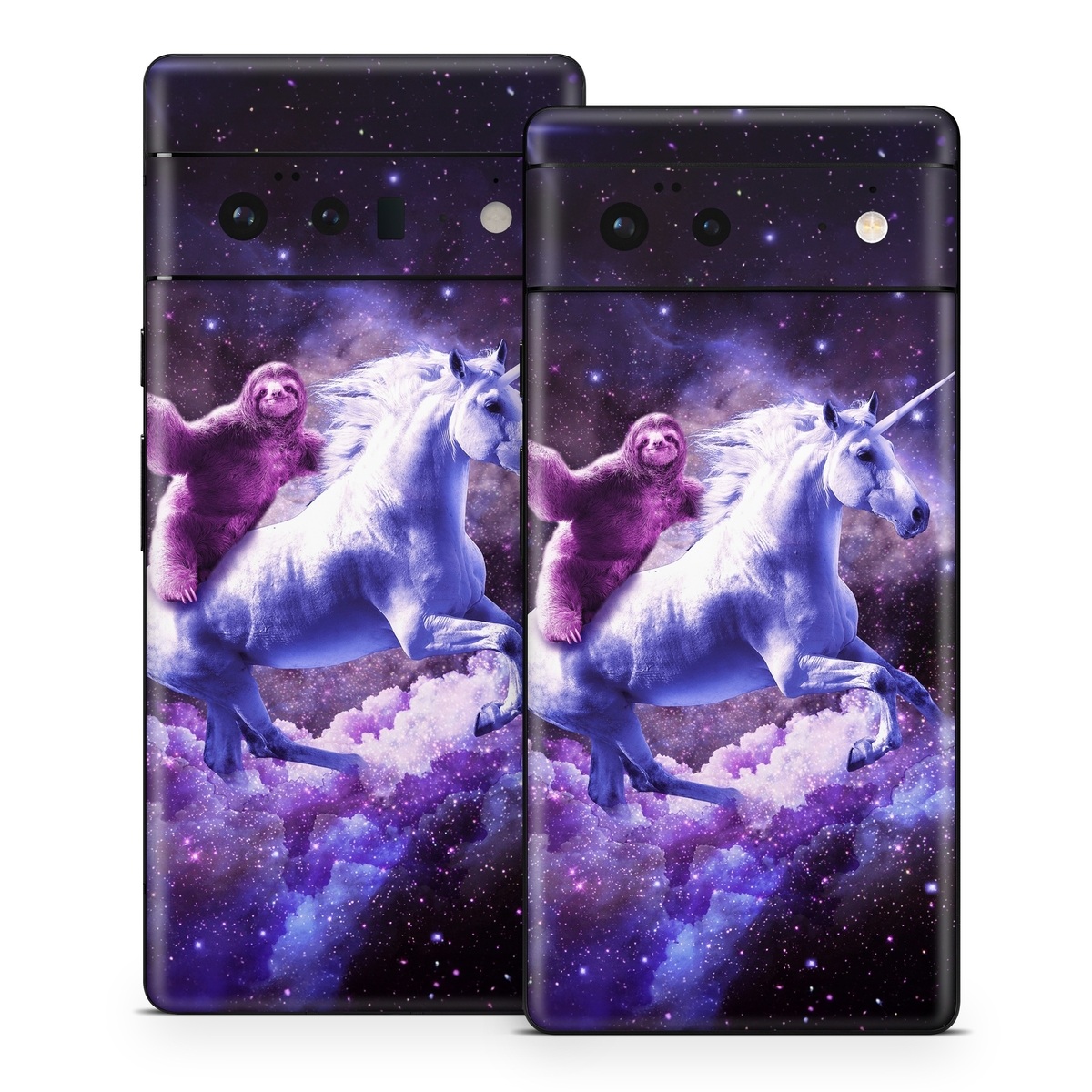 Google Pixel 6 Series Skin design of Purple, Unicorn, Fictional character, Violet, Mythical creature, Illustration, Sky, Graphic design, Space, Constellation, with black, white, blue, purple, gray, brown colors