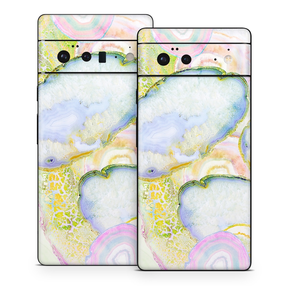 Google Pixel 6 Series Skin design of Watercolor paint, Illustration, Paint, Child art, Art, with blue, purple, green, yellow, pink colors