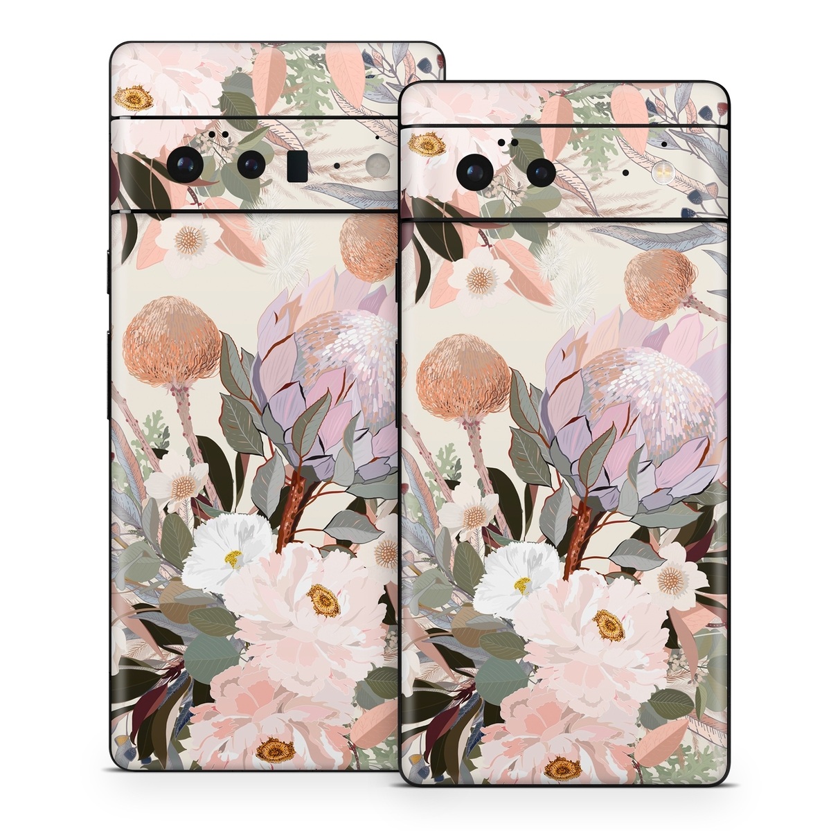 Google Pixel 6 Series Skin design of Flower, Floral design, Watercolor paint, Plant, Spring, Branch, Flower Arranging, Lilac, Floristry, Petal, with pink, purple, green, brown, white, yellow, black colors