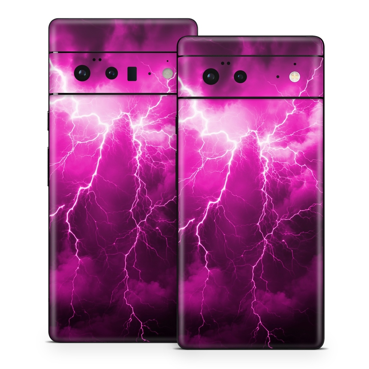 Google Pixel 6 Series Skin design of Sky, Thunder, Lightning, Thunderstorm, Atmosphere, White, Purple, Light, Nature, Water, with black, pink colors