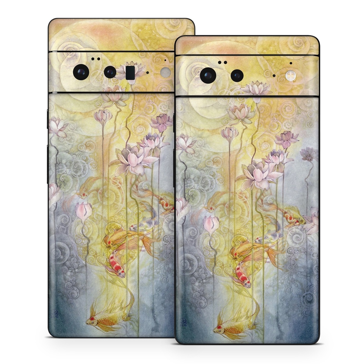 Google Pixel 6 Series Skin design of Watercolor paint, Painting, Art, Yellow, Flower, Acrylic paint, Floral design, Visual arts, Modern art, Illustration, with blue, red, orange, pink, yellow colors