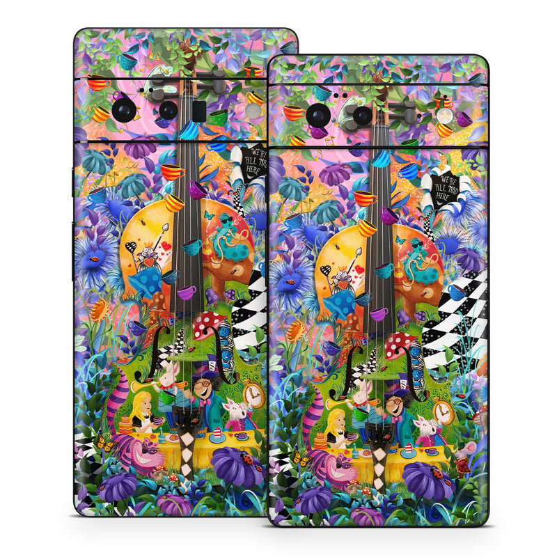 Google Pixel 6 Series Skin design of Textile, Organism, Painting, Art, Pattern, Creative arts, Electric blue, Visual arts, Graphics, Illustration, with purple, blue, white, black, yellow, orange, green, pink, brown, red colors