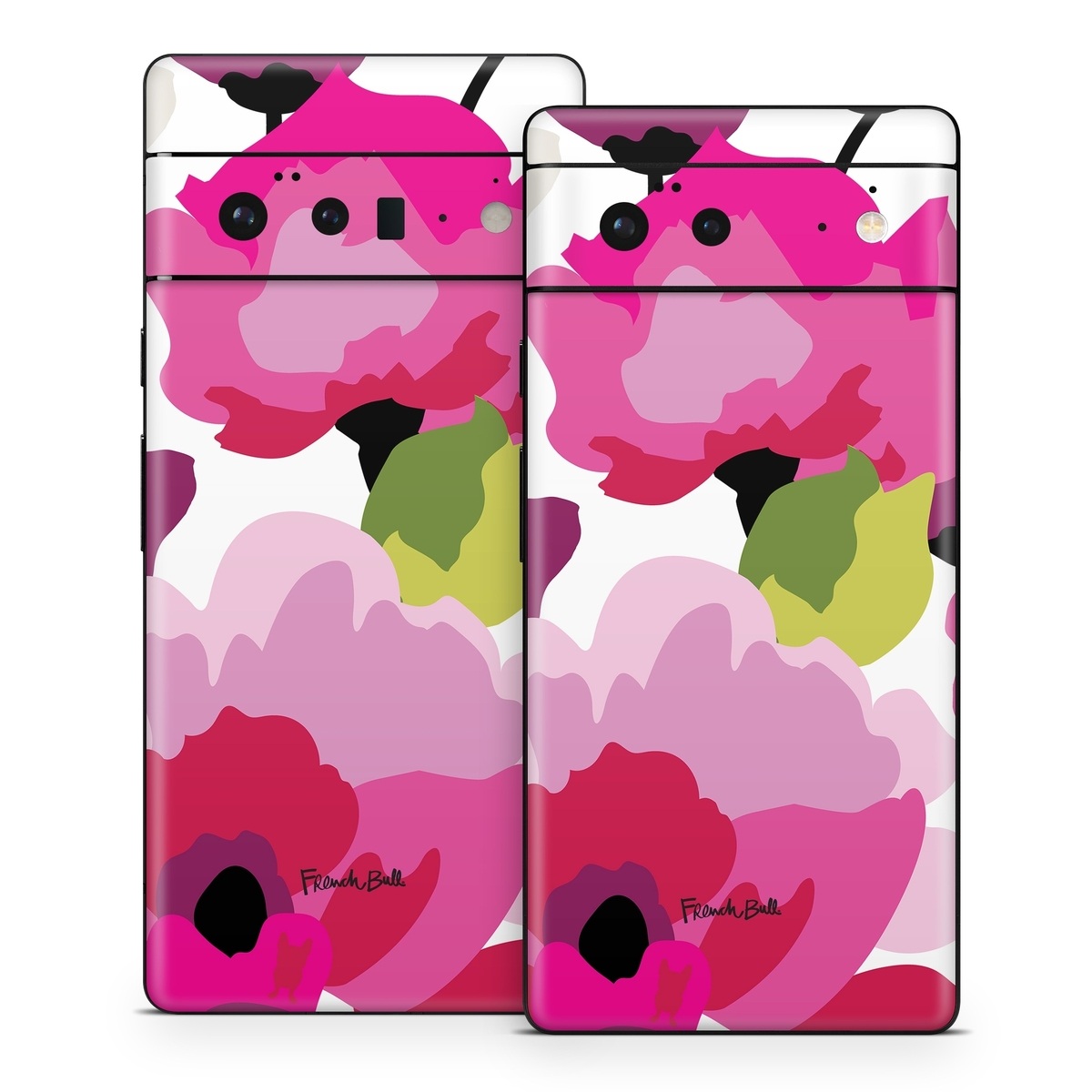 Google Pixel 6 Series Skin design of Pink, Flower, Pattern, Petal, Plant, Floral design, Design, Botany, Magenta, Anemone, with white, pink, green, red colors
