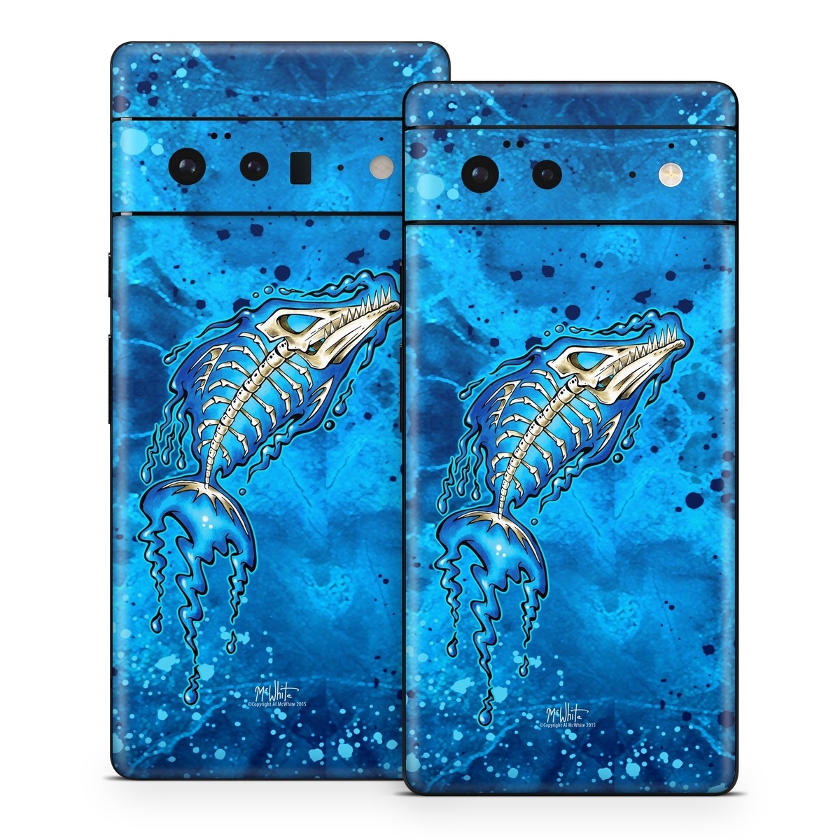 Google Pixel 6 Series Skin design of Blue, Water, Aqua, Electric blue, Illustration, Graphic design, Liquid, Graphics, Marine biology, Art, with blue, white colors