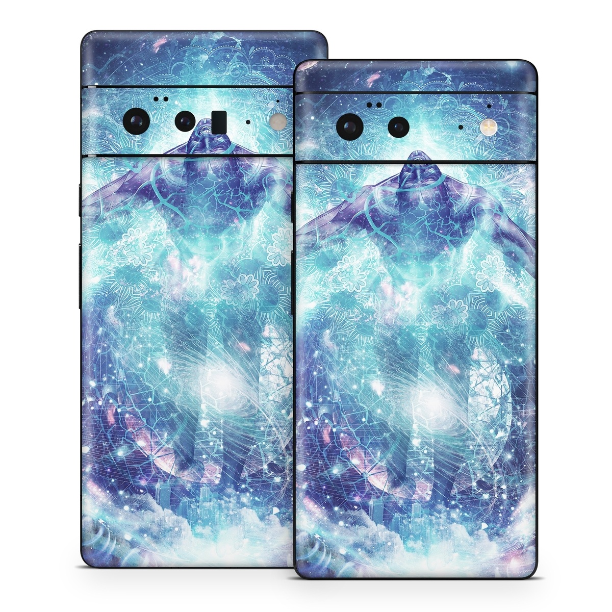 Google Pixel 6 Series Skin design of Outer space, Astronomical object, Universe, Space, Sky, Atmosphere, Fractal art, Nebula, Science, Star, with blue, black, red, yellow, white colors