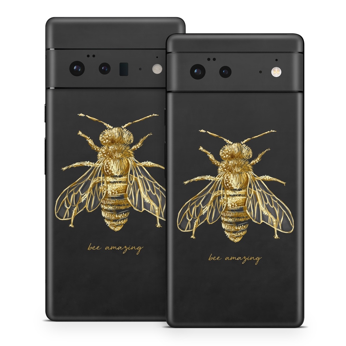 Google Pixel 6 Series Skin design of Insect, Invertebrate, Membrane-winged insect, Arthropod, Pest, Net-winged insects, Bee, Cicada, Macro photography, Pollinator, with black, yellow, white colors