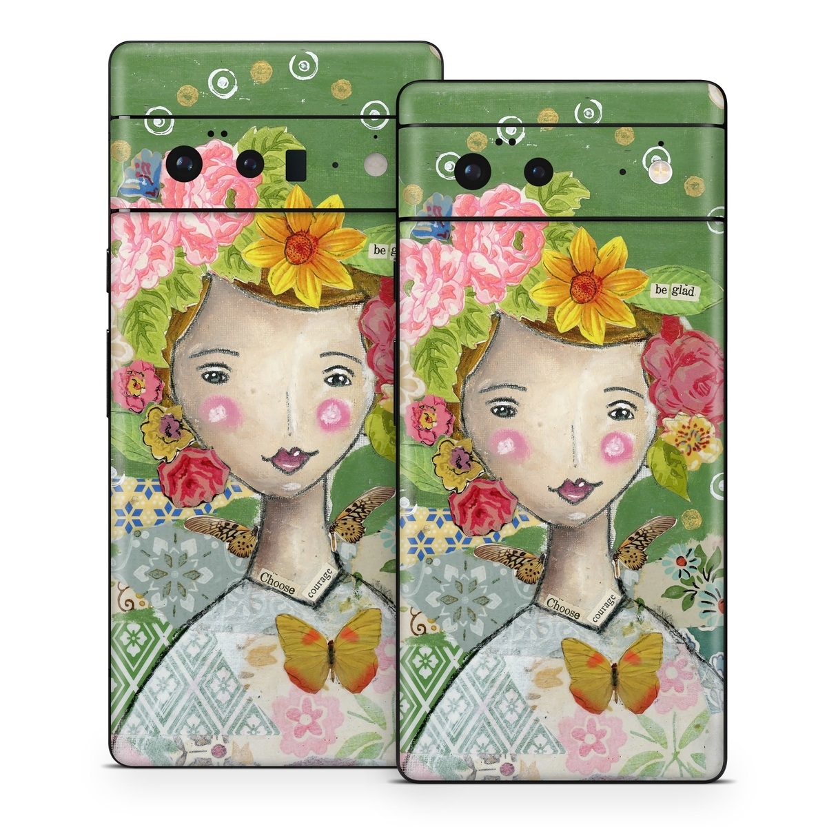 Google Pixel 6 Series Skin design of Watercolor paint, Illustration, Art, Painting, Plant, Flower, Visual arts, Paint, Child art, Acrylic paint, with green, pink, red, orange, white, blue, brown colors