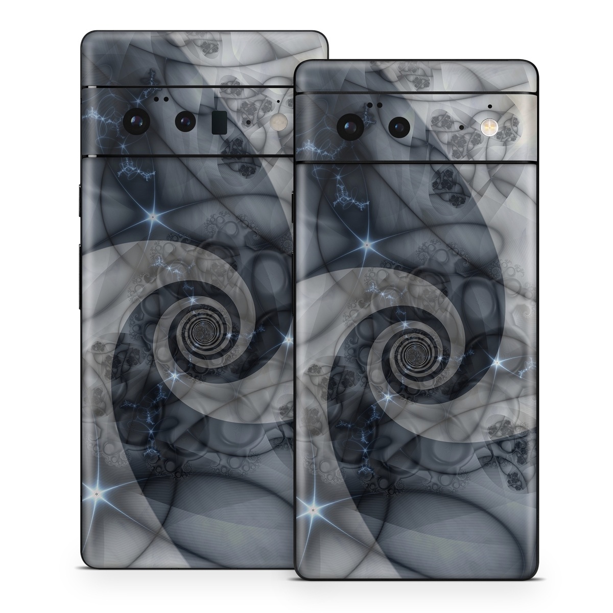Google Pixel 6 Series Skin design of Eye, Drawing, Black-and-white, Design, Pattern, Art, Tattoo, Illustration, Fractal art, with black, gray colors
