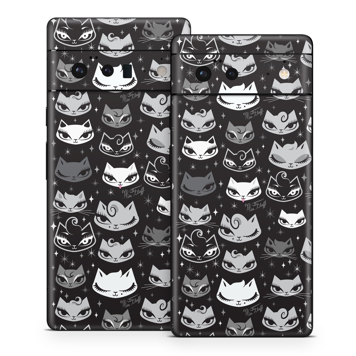 Google Pixel 6 Series Skin design of Pattern, Design, Headgear, Hat, Smile, Team, Crowd, with black, white, gray colors