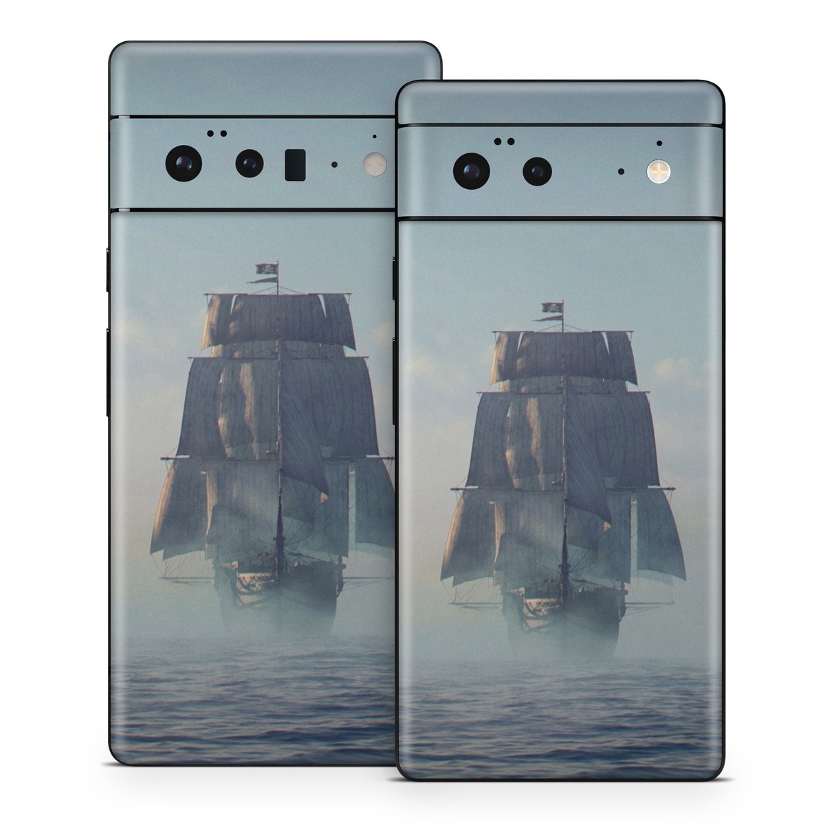 Google Pixel 6 Series Skin design of Atmospheric phenomenon, Vehicle, Mode of transport, Watercraft, Ship, Sea, with white, blue, black, gray colors