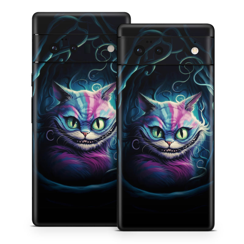 Google Pixel 6 Series Skin design of Roar, Liquid, Art, Creative arts, Electric blue, Felidae, Gas, Darkness, Magenta, Whiskers, with black, blue, purple, green, gray colors