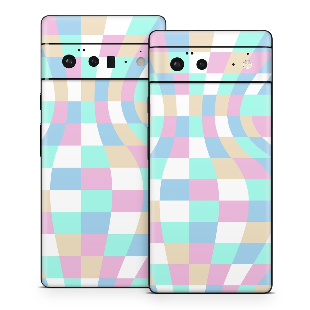 Google Pixel 6 Series Skin design of Azure, Textile, Rectangle, Art, Pink, Painting, Aqua, Font, Magenta, Material property, with white, blue, pink colors