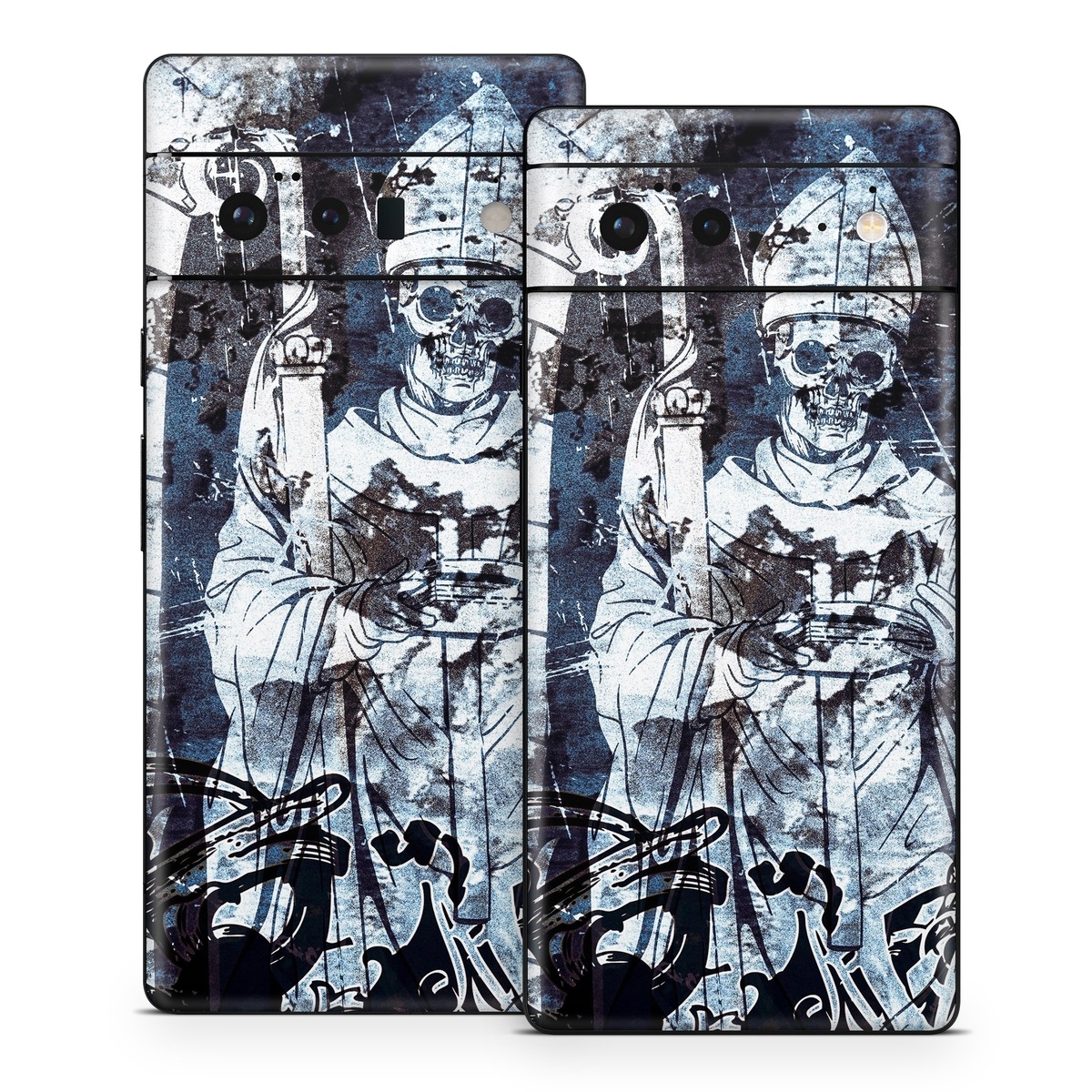 Google Pixel 6 Series Skin design of Illustration, Art, Monochrome, Visual arts, Drawing, Black-and-white, Graphic design, Fictional character, Fiction, Sketch, with white, black, blue, gray colors