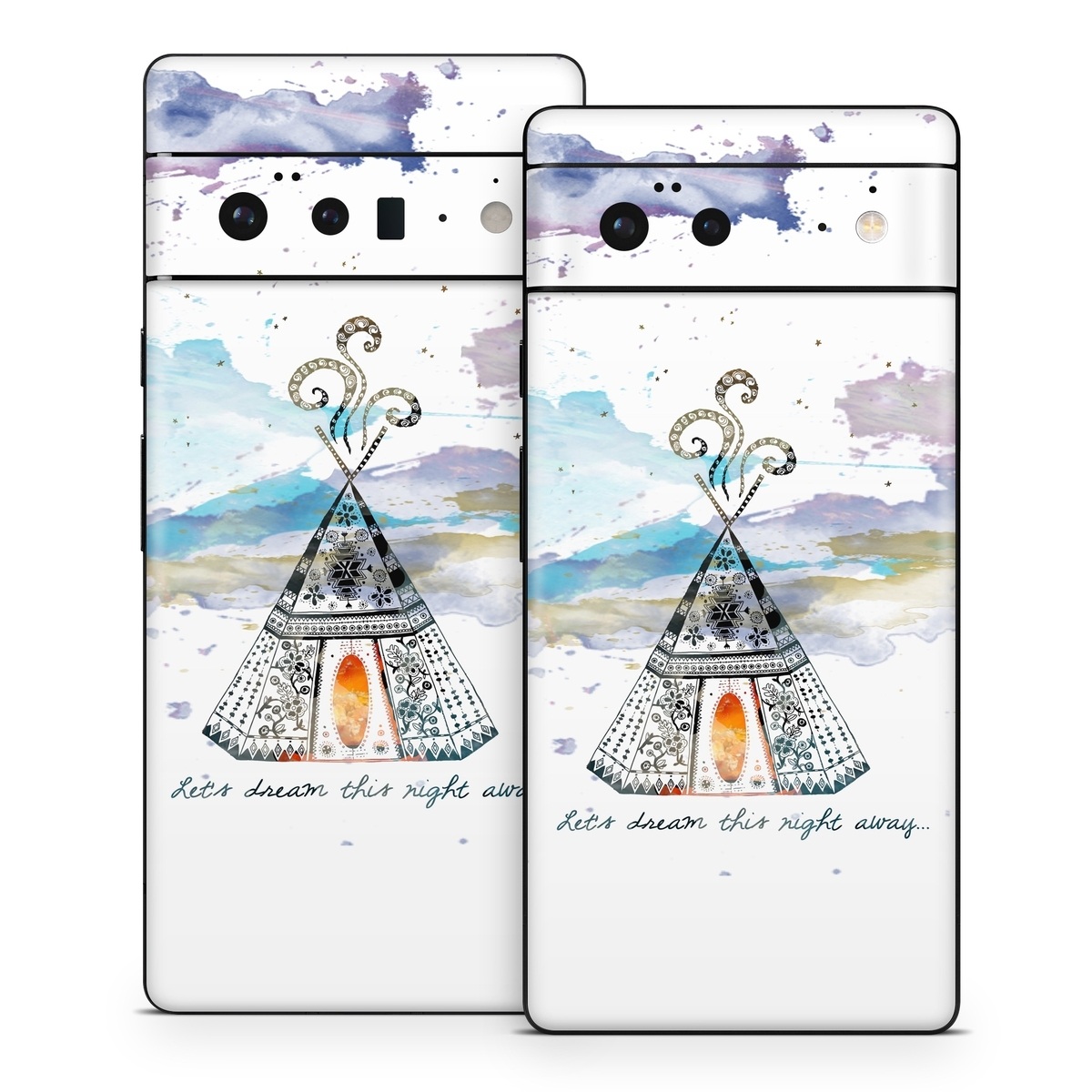 Google Pixel 6 Series Skin design of Illustration, Art, Graphics, Pole, Drawing, with blue, yellow, black, orange, purple colors