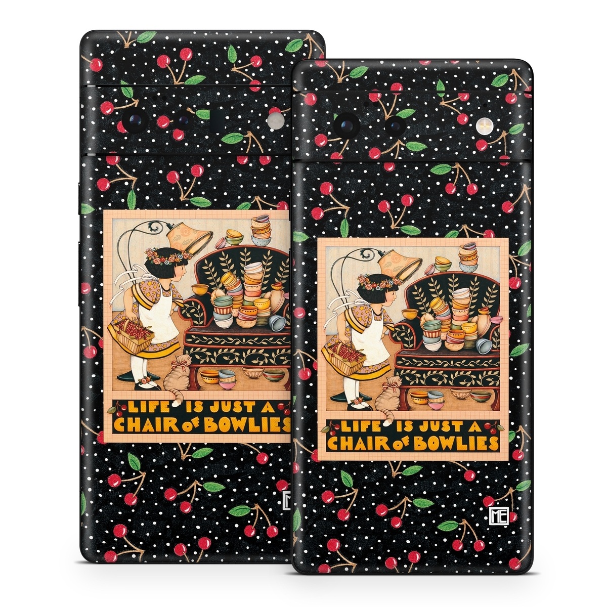 Google Pixel 6 Series Skin design of Poster, Illustration, Christmas eve, Christmas, Art, with black, red, green, orange, yellow colors