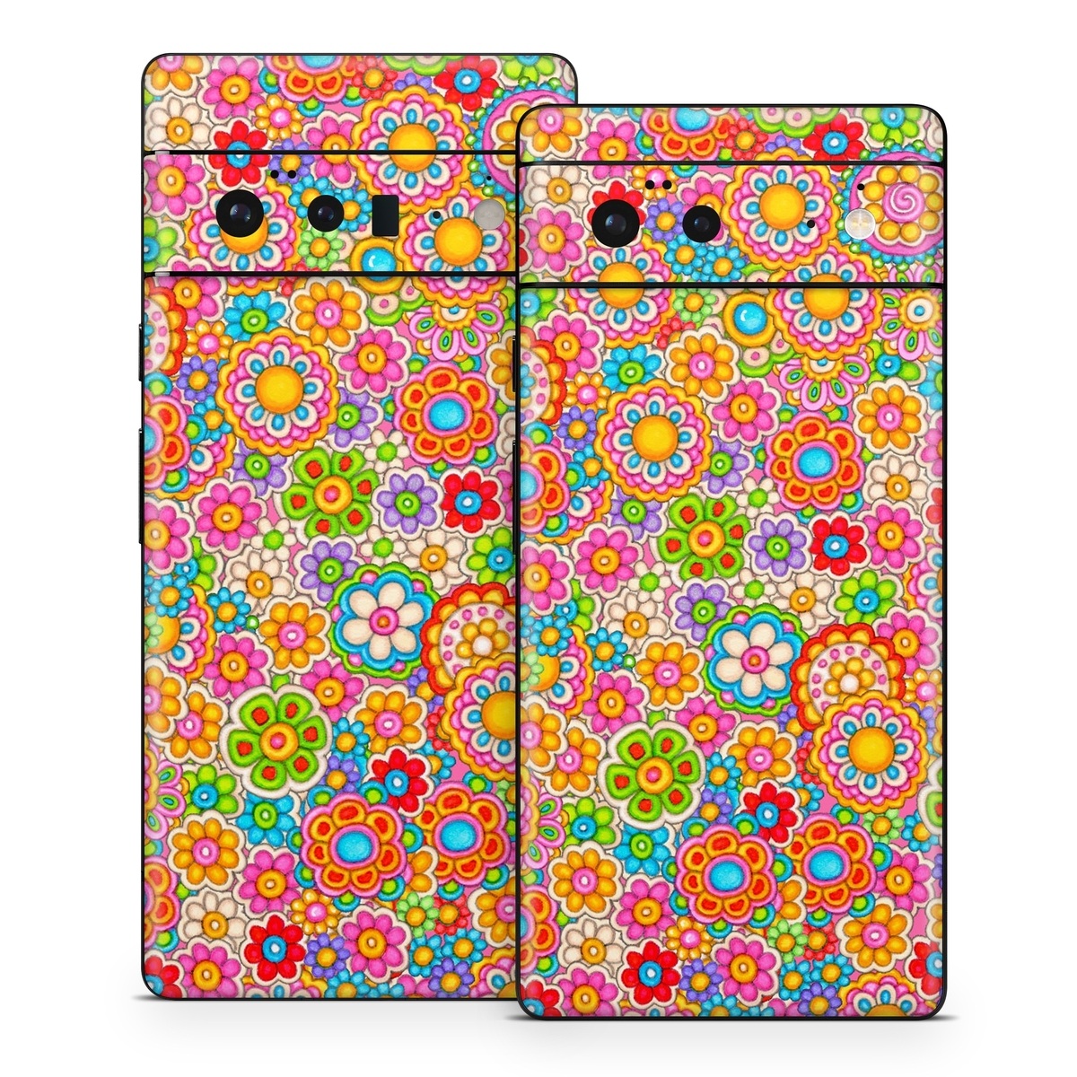 Google Pixel 6 Series Skin design of Pattern, Design, Textile, Visual arts, with pink, red, orange, yellow, green, blue, purple colors