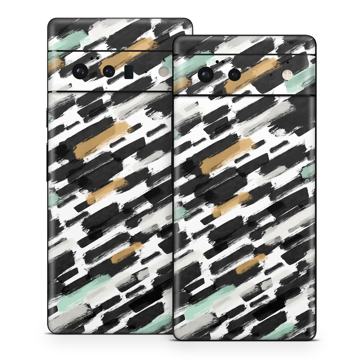 Google Pixel 6 Series Skin design of Pattern, Line, Design, Material property, Rectangle, with black, white, orange, blue, yellow colors