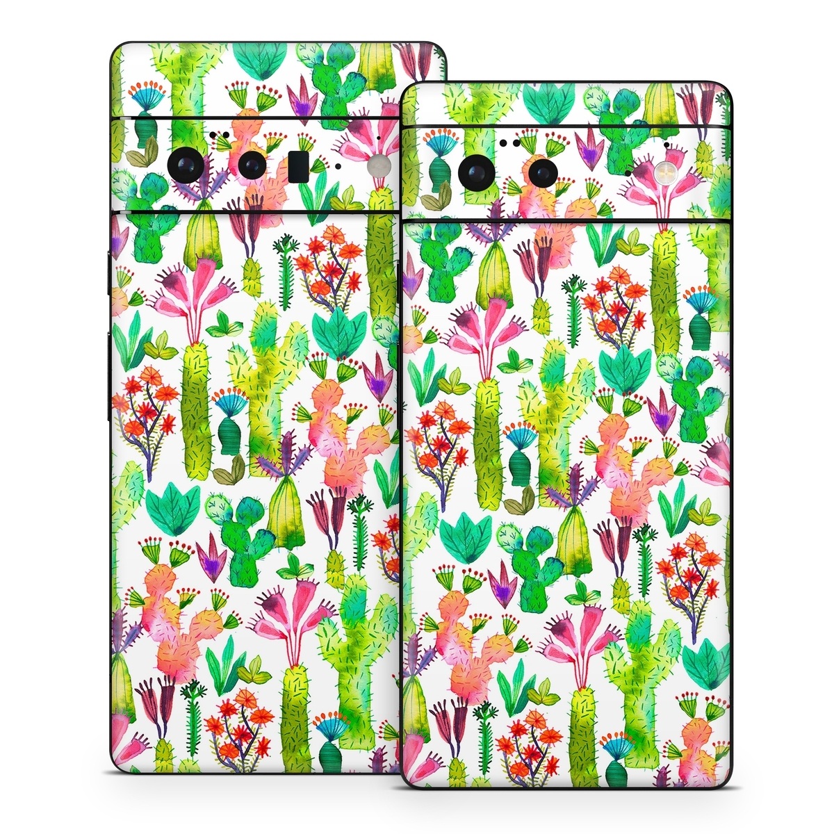 Google Pixel 6 Series Skin design of Pattern, Floral design, Plant, Wildflower, Wrapping paper, with white, green, red, purple, pink, black colors