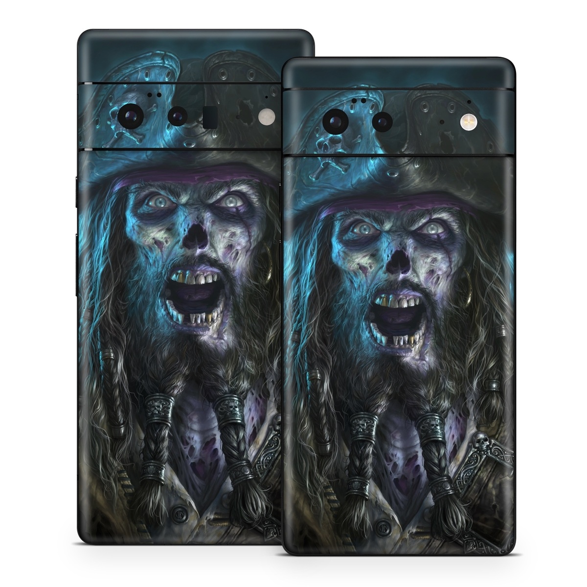 Google Pixel 6 Series Skin design of Darkness, Illustration, Art, Ghost, Fictional character, Beard, with black, white, blue, gray colors