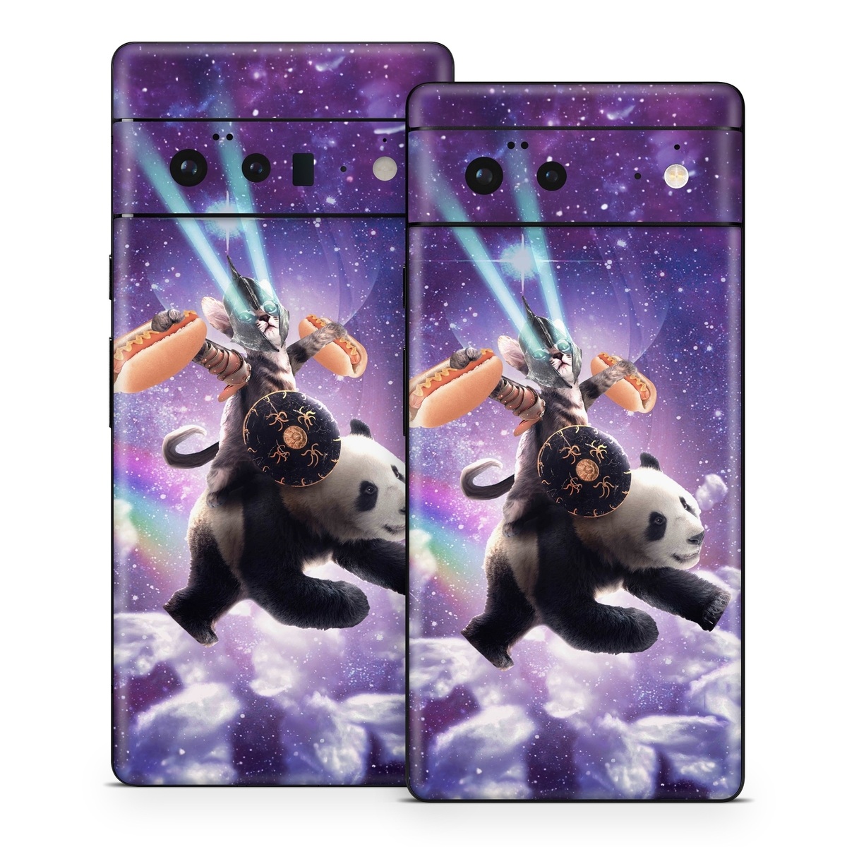 Google Pixel 6 Series Skin design of Bear, Illustration, Outer space, Animated cartoon, Graphic design, Teddy bear, Space, Sky, Graphics, Fictional character, with black, white, blue, brown, gray, red, yellow, green, pink colors
