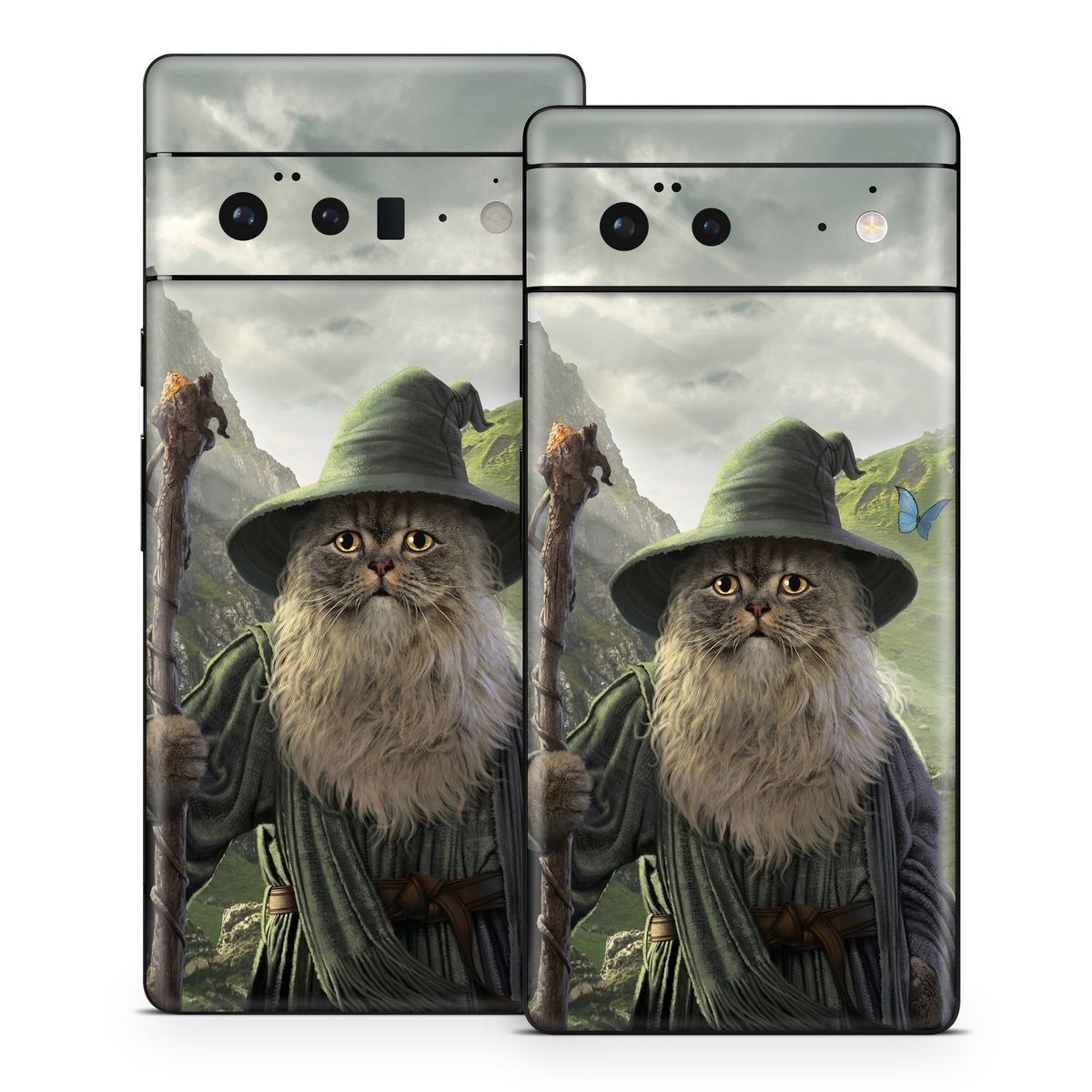 Google Pixel 6 Series Skin design of Beard, Facial hair, Illustration, Mythology, Magician, Fictional character, Cg artwork, Games, Art, with green, gray, brown, blue, green, white, yellow, black colors
