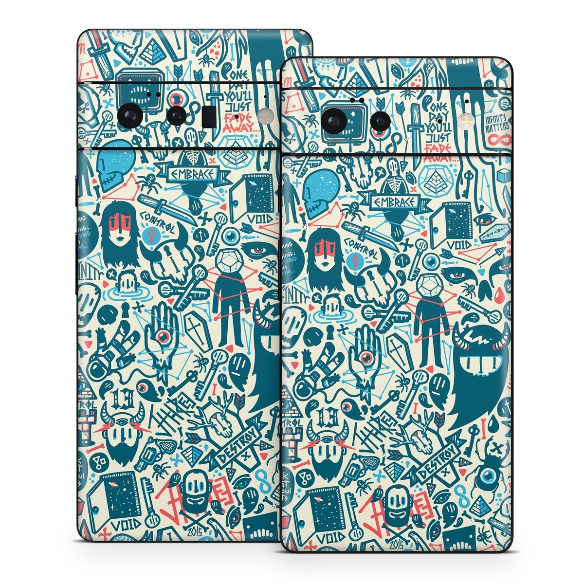 Google Pixel 6 Series Skin design of Pattern, Psychedelic art, Turquoise, Art, Design, Visual arts, Line, Drawing, Doodle, Graphic design, with white, green, blue, red colors