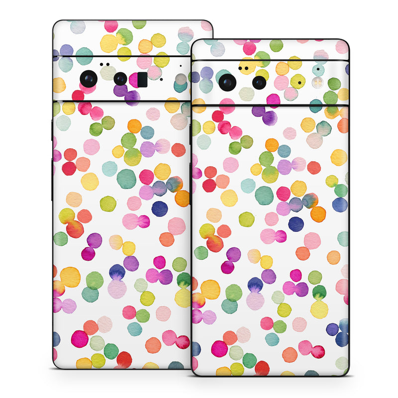 Google Pixel 6 Series Skin design of Pink, Orange, Graphics, Wrapping Paper, Graphic design, Mixture, with white, pink, red, orange, yellow, blue, green, purple colors