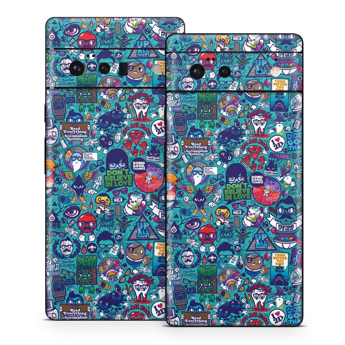 Google Pixel 6 Series Skin design of Art, Visual arts, Illustration, Graphic design, Psychedelic art, with blue, black, gray, red, green colors