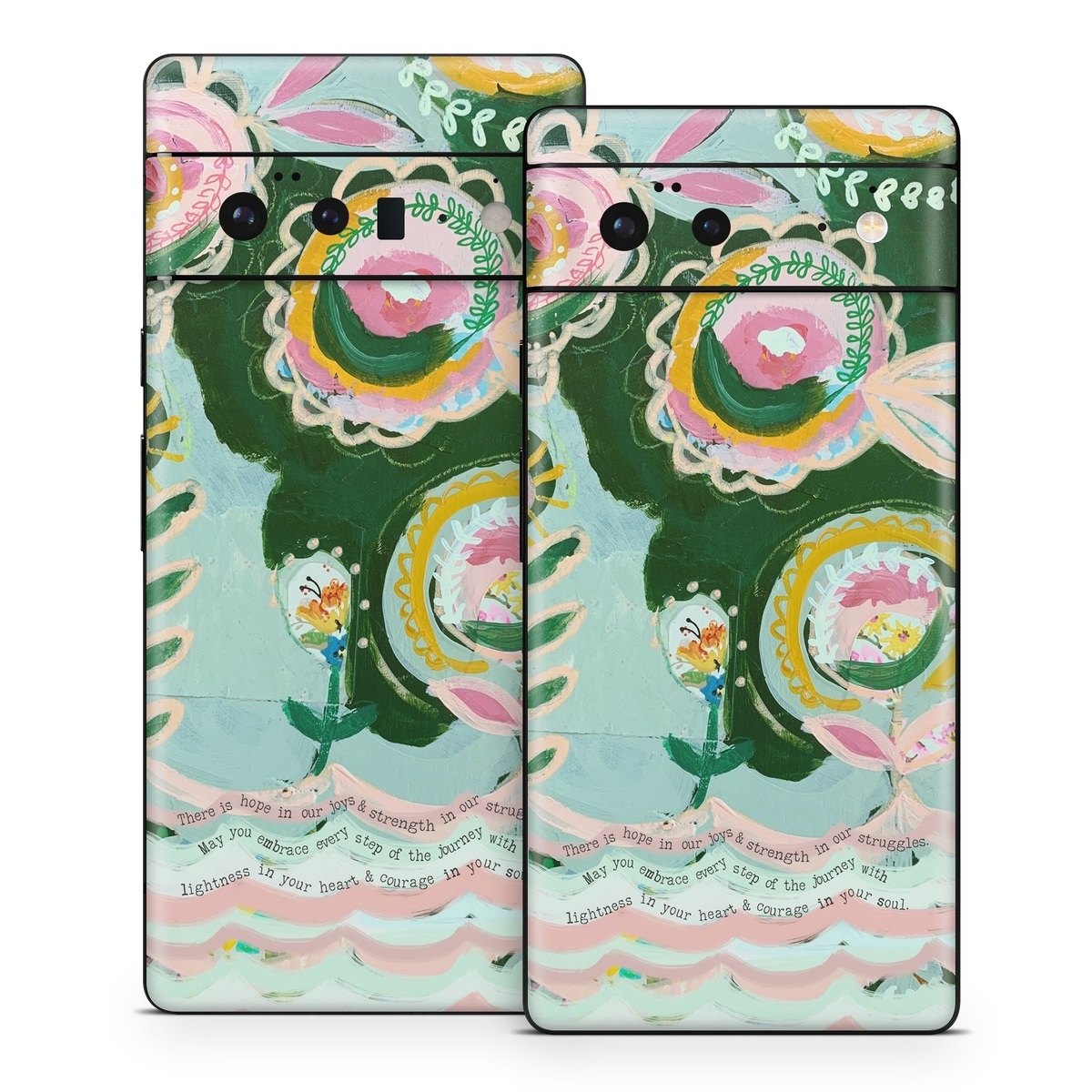 Google Pixel 6 Series Skin design of Textile, Art, Font, Creative arts, Pattern, Painting, Circle, Illustration, Motif, Drawing, with blue, green, pink, yellow, orange, black colors