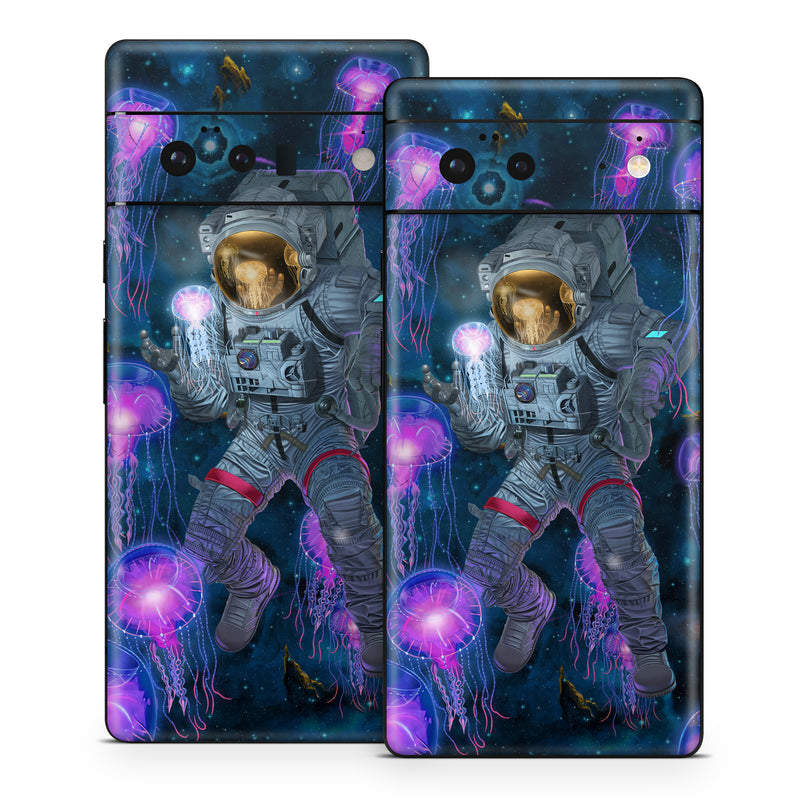 Google Pixel 6 Series Skin design of Light, Blue, Purple, World, Astronaut, Art, Astronomical object, Space, Cg artwork, Electric blue, with black, blue, gray, white, purple, yellow, red, brown colors