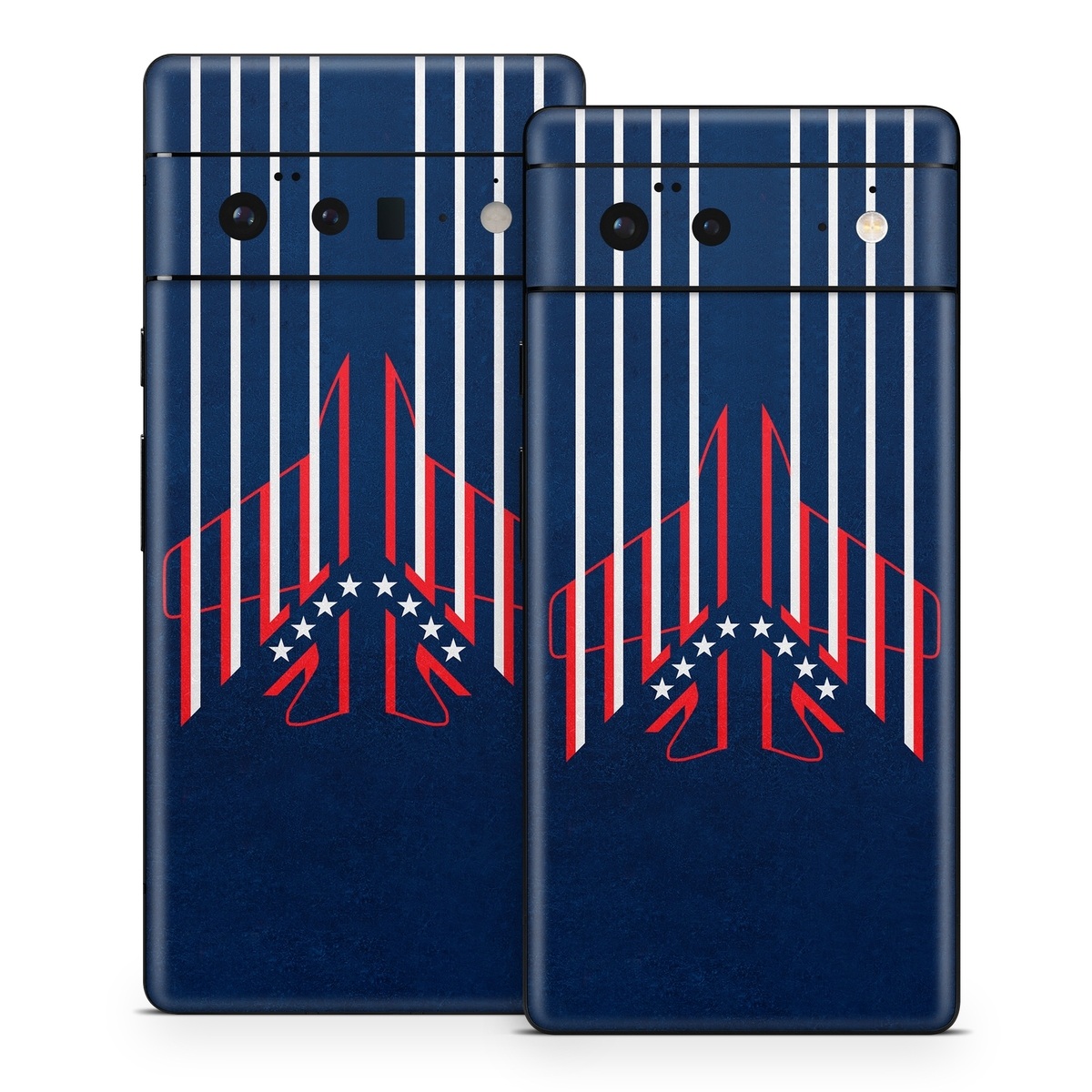 Google Pixel 6 Series Skin design of Sleeve, Font, Motor vehicle, T-shirt, Emblem, Poster, Electric blue, Symmetry, Symbol, Pattern, with blue, red, white colors