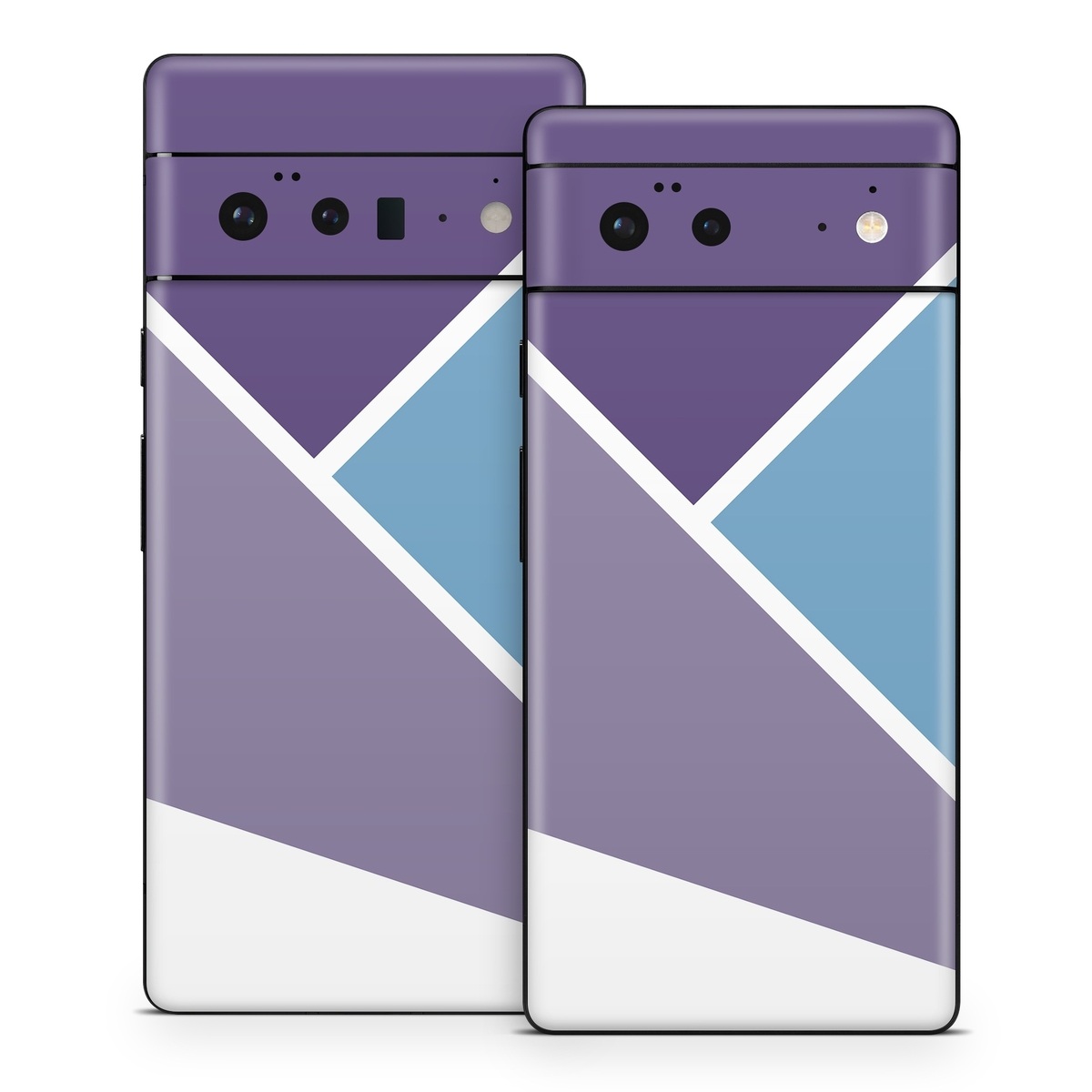 Google Pixel 6 Series Skin design of Violet, Purple, Turquoise, Line, Pattern, Design, Graphic design, Font, Triangle, Magenta, with white, blue, purple colors