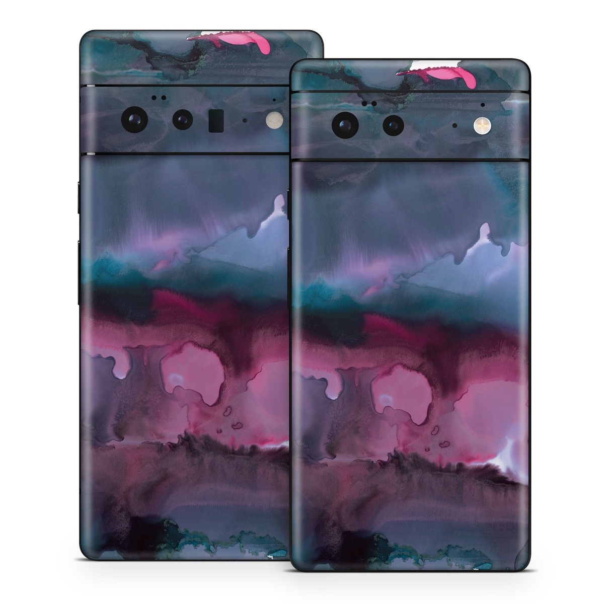 Google Pixel 6 Series Skin design of Watercolor paint, Purple, Painting, Ice, Magenta, Sky, Art, Cloud, Paint, Modern art, with black, white, purple, blue, red colors