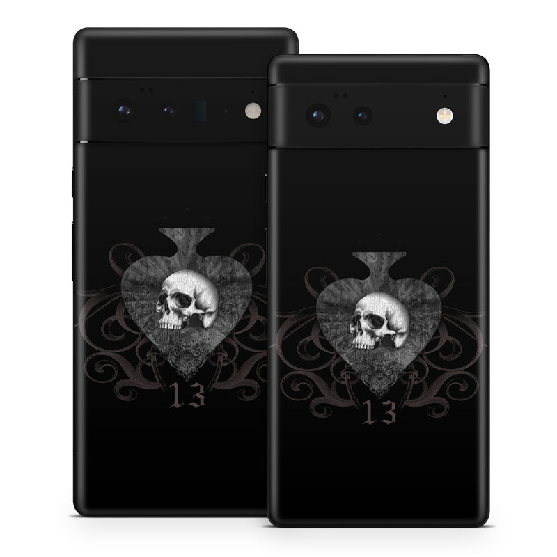 Google Pixel 6 Series Skin design of Bone, Jaw, Grey, Art, Skull, Font, Darkness, Monochrome photography, Illustration, Monochrome, with black, white, brown colors
