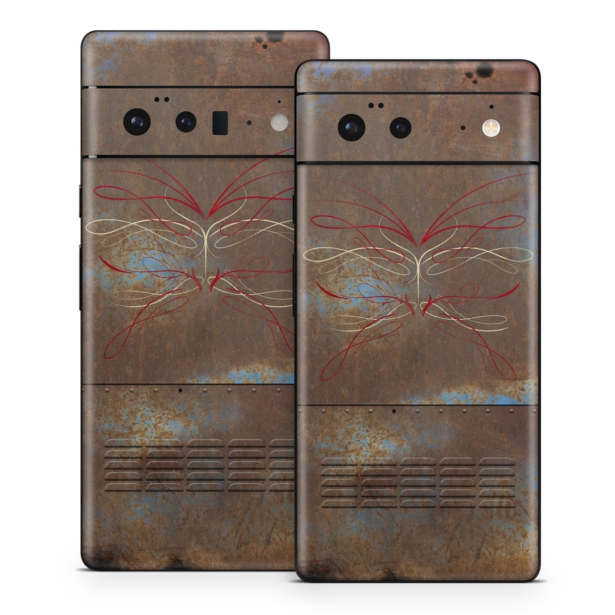 Google Pixel 6 Series Skin design of Line, Visual arts, Symmetry, Concrete, Tints and shades, Painting, Art, with blue, red, yellow, brown, black colors