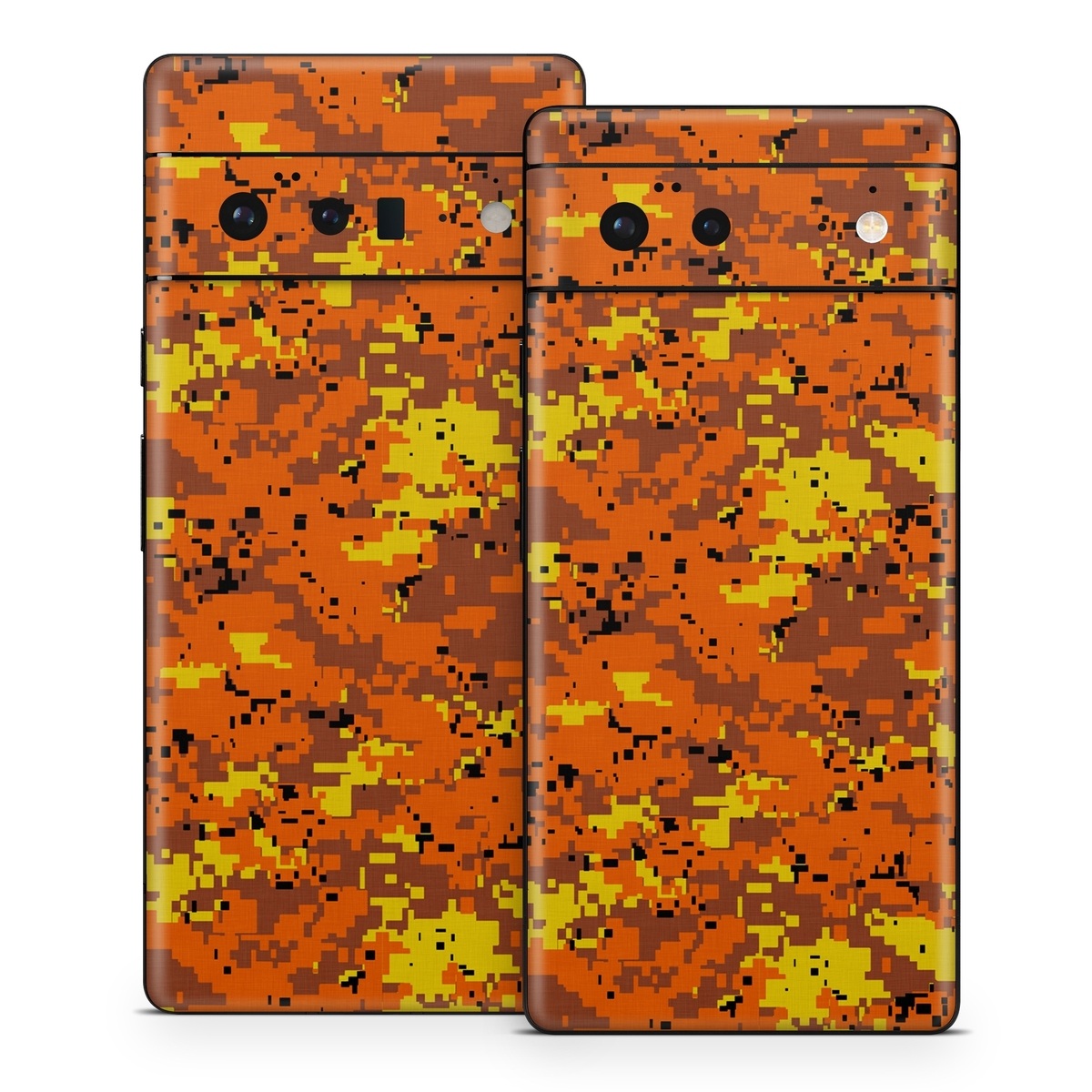 Google Pixel 6 Series Skin design of Orange, Yellow, Leaf, Tree, Pattern, Autumn, Plant, Deciduous, with red, green, black colors