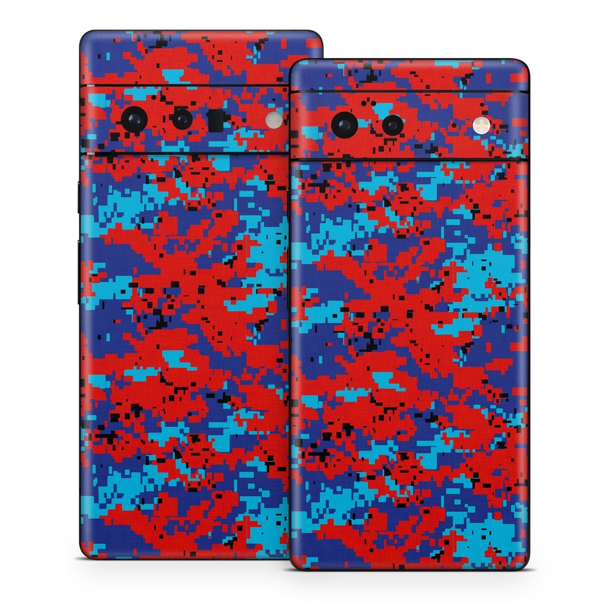 Google Pixel 6 Series Skin design of Blue, Red, Pattern, Textile, Electric blue, with blue, red colors