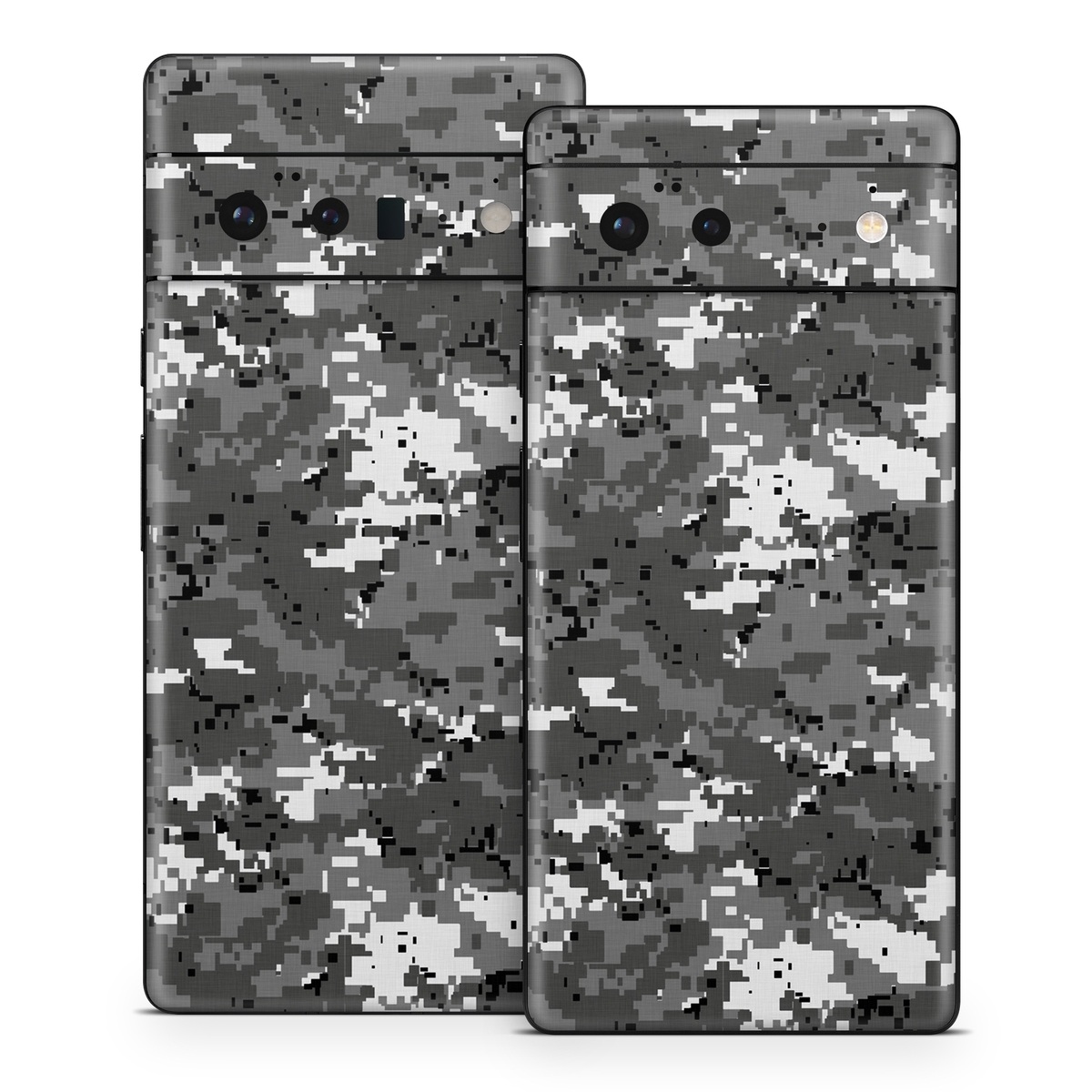 Google Pixel 6 Series Skin design of Military camouflage, Pattern, Camouflage, Design, Uniform, Metal, Black-and-white, with black, gray colors