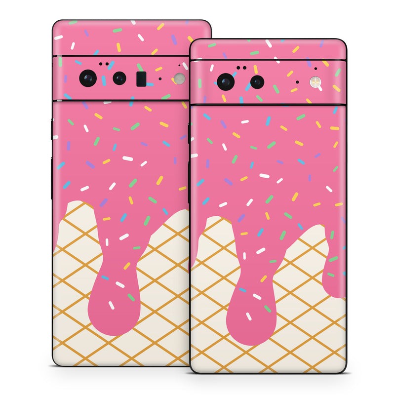 Google Pixel 6 Series Skin design of Pink, Orange, Graphics, with white, brown, yellow, black, green, pink, orange, blue colors