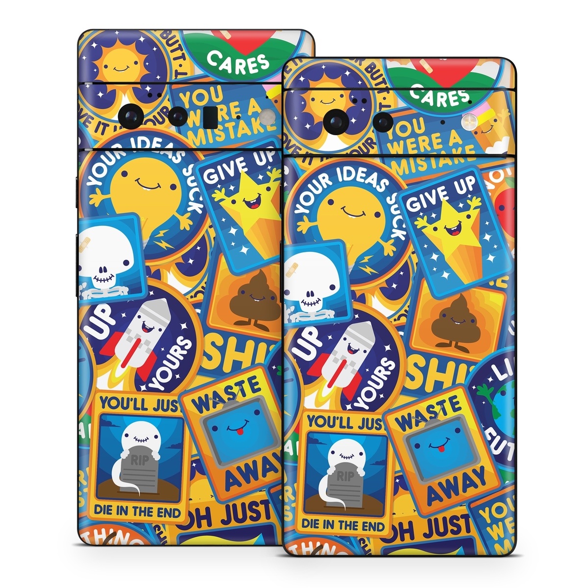 Google Pixel 6 Series Skin design of Pattern, Visual arts, Design, Art, Mosaic, Psychedelic art, with blue, yellow, orange, white, green, red, gray colors