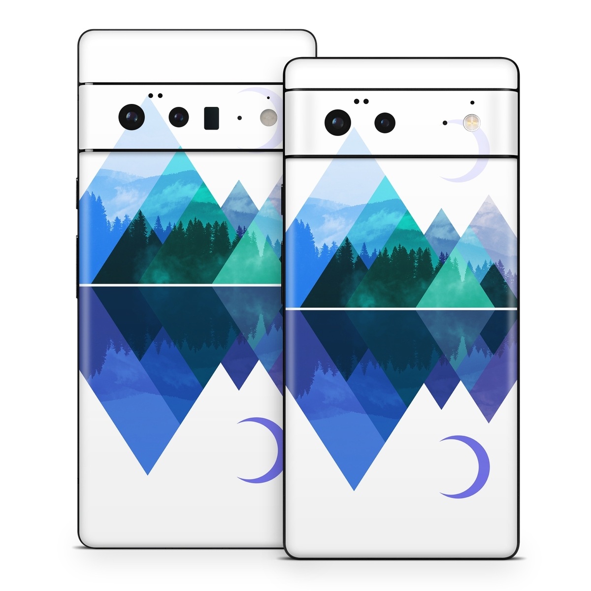 Google Pixel 6 Series Skin design of Blue, Cobalt blue, Azure, Pattern, Logo, Design, Electric blue, Graphics, Illustration, Triangle, with white, blue, purple, green colors