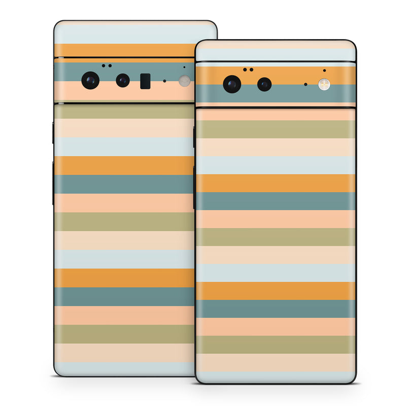 Google Pixel 6 Series Skin design of Azure, Rectangle, Orange, Material property, Tints and shades, Pattern, Parallel, Electric blue, Magenta, Peach, with orange, blue, green colors