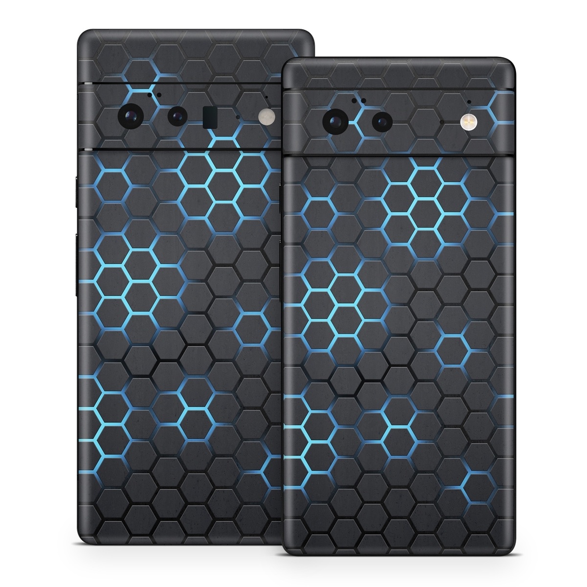 Google Pixel 6 Series Skin design of Pattern, Water, Design, Circle, Metal, Mesh, Sphere, Symmetry, with black, gray, blue colors