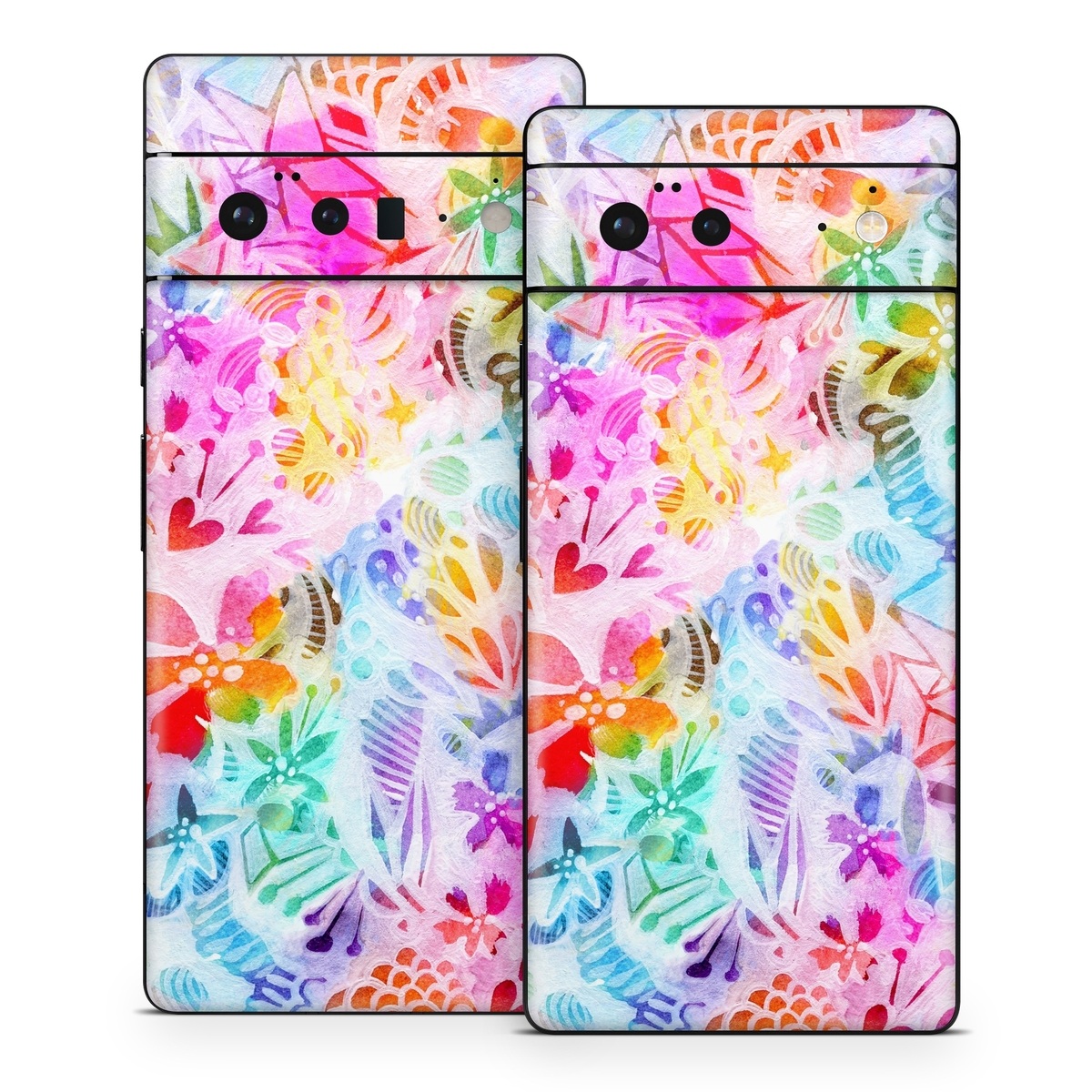 Google Pixel 6 Series Skin design of Pattern, Design, Textile, Art, with gray, pink, purple, blue colors