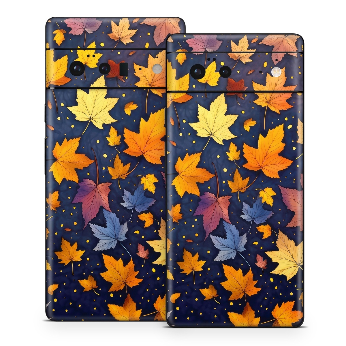 Google Pixel 6 Series Skin design of Orange, Line, Pattern, Electric blue, Symmetry, Groundcover, Flowering plant, Design, Flower, Art, with yellow, orange, red, black, blue, purple colors